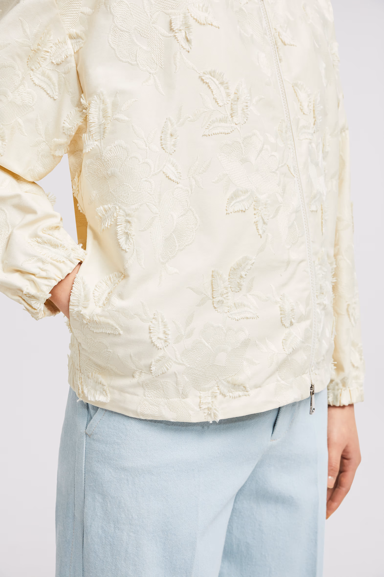 Charmeil Textured Hooded Jacket Women White Ivory Moncler 6